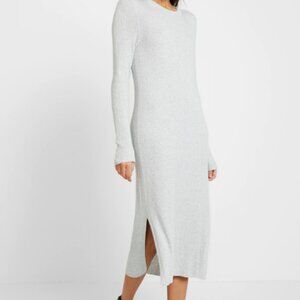 NWT Banana Republic Ribbed Long Sleeve Maxi Dress in Heather Grey